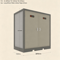 Toilettes portables élégantes à double cabine en panneaux sandwich, toilettes publiques préfabriquées pour l'extérieur, toilettes à siège durables, écologiques et faciles à installer