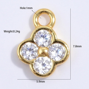 Liontin Perak 925 Cantik dan Menawan Bentuk Semanggi dengan Zirkon Warna-warni untuk Pembuatan Perhiasan Kalung dan Gelang DIY - Product Image 2