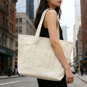 Sacs de shopping personnalisés en gros, sacs fourre-tout rigides en <span class=keywords><strong>toile</strong></span> de coton vierges, promotionnels, réutilisables, personnalisables avec logo imprimé - Product Image 1