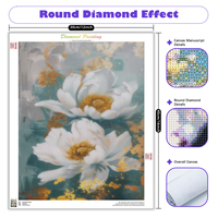 Chenistory Witte Bloem 5d Diamant Schilderij Handgemaakt DIY Cadeau Bloem Volledige Ronde Diamant Kunst Schilderij Handwerk
