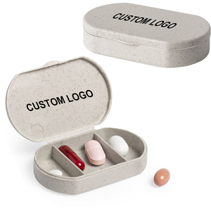 Promotional Wheat Straw Pill Box 3 Compartments Environmental Protection Material Mini Travel Portable Pill Case