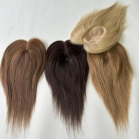 Listo para enviar: Topper de cabello humano liso de monofilamento, atado a mano, transpirable, para la corona de la cabeza, que agrega volumen para coronas escasas.