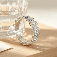 Bague ajustable ouverte pour femme, motif géométrique circulaire en relief, style simple et polyvalent, cadeau bijou