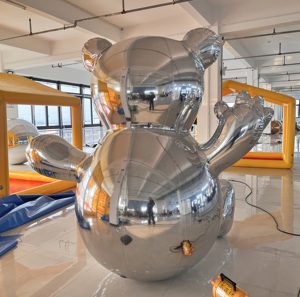 <b>Inflatable</b> Mirror Bear Metallic Shiny Balloon PVC Floating Sphere Event Party Decoration Customized <b>Inflatable</b> Mirror Bear Infla - Product Image 2