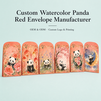 Enveloppe porte-bonheur en papier origami fait main, motif panda de dessin animé, pour festival personnalisé 2027, décoration de table