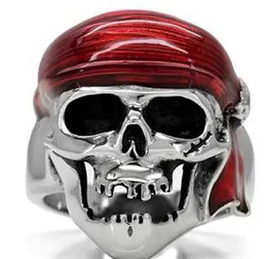 2020 Hottest Product Cheap Stoneless Stainless Steel Enamel Woman's Pirate Skull Ring, Man's Motorcycle Rider Punk Biker Ring