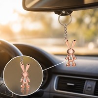 Chaîne courte à anneau fendu en métal poli miroir, motif lapin mignon, haute qualité, couleurs personnalisées, vente en gros pour porte-clés, directement de l'usine