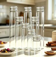Tabung Kaca Mini 22mm 5ml 10ml 15ml 20ml 25ml 30ml Botol Vial Penyimpanan Kaca Bening untuk Bubuk/Hadiah
