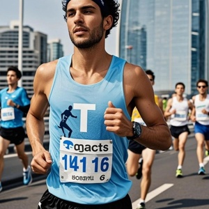 Men Marathon Sports Vest Summer Oversized Knitted 100% Cotton <b>Tight</b> Stretch Fitness Running <b>Thin</b> Quick-Drying T-shirt - Product Image 4