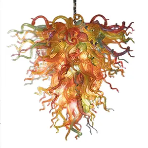 Lustre en cristal soufflé multicolore européen, design moderne, luminaire décoratif de plafond, disponible en plusieurs couleurs, nouveau modèle