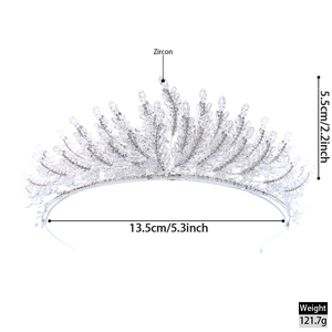 Tiara de Corona de Plata Royal <span class=keywords><strong>Victoria</strong></span> con Marquesas de Circonita Cúbica, Diadema de Lujo con Cuentas Pesadas, Accesorios para Concursos de Belleza, Bodas y Eventos Nocturnos - Product Image 2