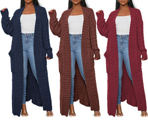 OEM Tùy Chỉnh Giản Dị Dài Tay Áo Màu Rắn Với Túi Cộng Với Kích Thước Đơn Giản Dài Cardigan Lỏng Đan Áo Len - Product Image 3