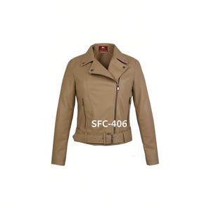 Chaqueta de Motociclista de Cuero Sintético para Mujer HDJ SFC-406 con Cierre de Cremallera, Cuello Alto, Resistente al Viento, Largo Regular, Tallas S-2XL - Product Image 2