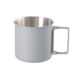 Outdoor Camping Stainless Steel 304 Tumbler 330ml Capacity Green Black Folding Handle Modern <b>Spray</b> Painted Mug - Product Image 6