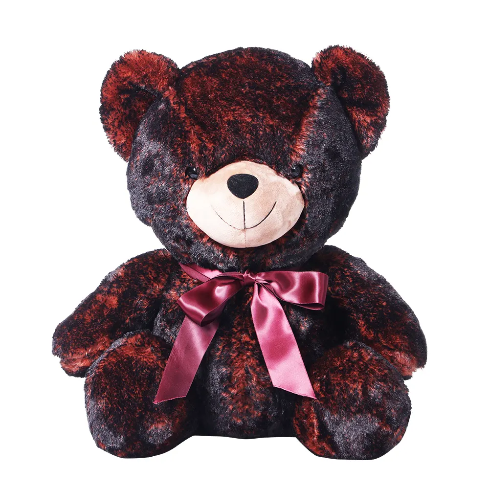 15 Zoll super weicher Teddybär mit Plastik augen und Nase flauschiges PV-Samt material rotes Seidenband