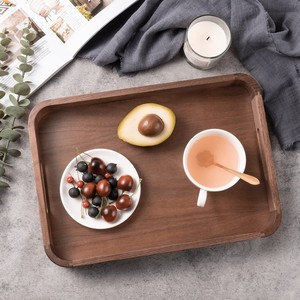 Japanese Style Rectangular Solid Wood <b>Tray</b> With Handles For Serving Food And <b>Tea</b> - Product Image 1