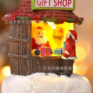 Casa de Resina en Miniatura Navideña, Adorno de Tienda de Santa Claus con Iluminación LED, Decoración Interior, Regalo - Product Image 3