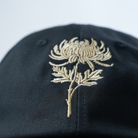 Casquette de baseball vintage en coton noir avec broderie florale, logo personnalisé, motif chrysanthème rétro, unisexe