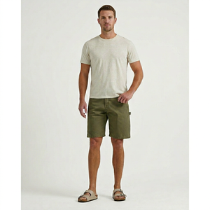 Shorts de Mezclilla de Algodón Verde Oliva para Hombre, Cintura Media, Casuales, Transpirables, Estilo Cargo con Bolsillos - Product Image 1