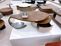 Table basse moderne en chêne massif, design feuille d'arbre, style luxe léger italien, pour salon, combinaison de formes spéciales, idéale pour petit appartement