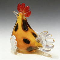 Ornements en verre faits à la main en gros, décoration de la maison, artisanat, produits en cristal, poulet, animaux