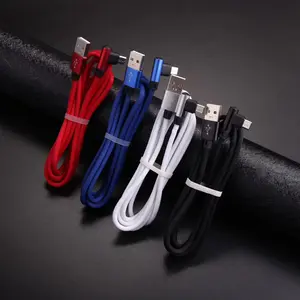 Тканевый плетеный кабель 2 м 6 футов с одним изгибом для iPhone xs 11 12 13 pro mini max 90 градусов угловой шнур для быстрой зарядки