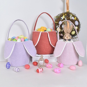 <span class=keywords><strong>Panier</strong></span> de Pâques en velours côtelé avec adorables oreilles de lapin, sacs cadeaux personnalisés brodés, seau de chasse aux œufs de Pâques pour enfants - Product Image 2