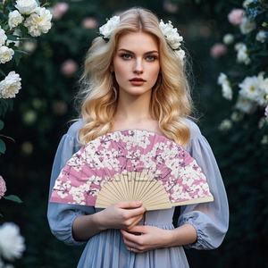 Ventilateur pliant en bois de couleur personnalisée Ventilateur pliant en bois massif durable pour cadeau d'affaires - Product Image 3