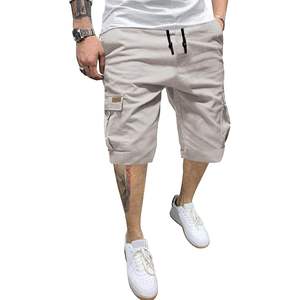 2025 hombres Casual XL Joggers pantalones Cargo Shorts antiarrugas al aire libre características personalizable Logo liso teñido lavado de colores - Product Image 3