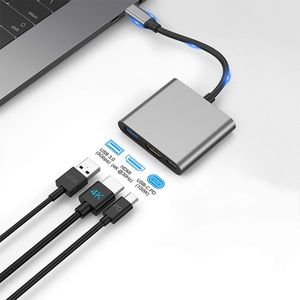 Multiport hợp kim nhôm chất lượng cao <span class=keywords><strong>3</strong></span> in1 <span class=keywords><strong>USB</strong></span> Loại C <span class=keywords><strong>HUB</strong></span> để HDMI tốc độ cao <span class=keywords><strong>3</strong></span>.0 <span class=keywords><strong>USB</strong></span> Loại C để HDMI Adapter HD 4K <span class=keywords><strong>USB</strong></span> C <span class=keywords><strong>HUB</strong></span> <span class=keywords><strong>3</strong></span>.0 - Product Image 1