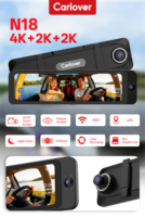 Caméra embarquée Carlover AI 4K à 3 caméras, objectif fisheye 10,99 pouces, GPS, WiFi, enregistreur vidéo avec vision nocturne supérieure et capteur G 3 axes