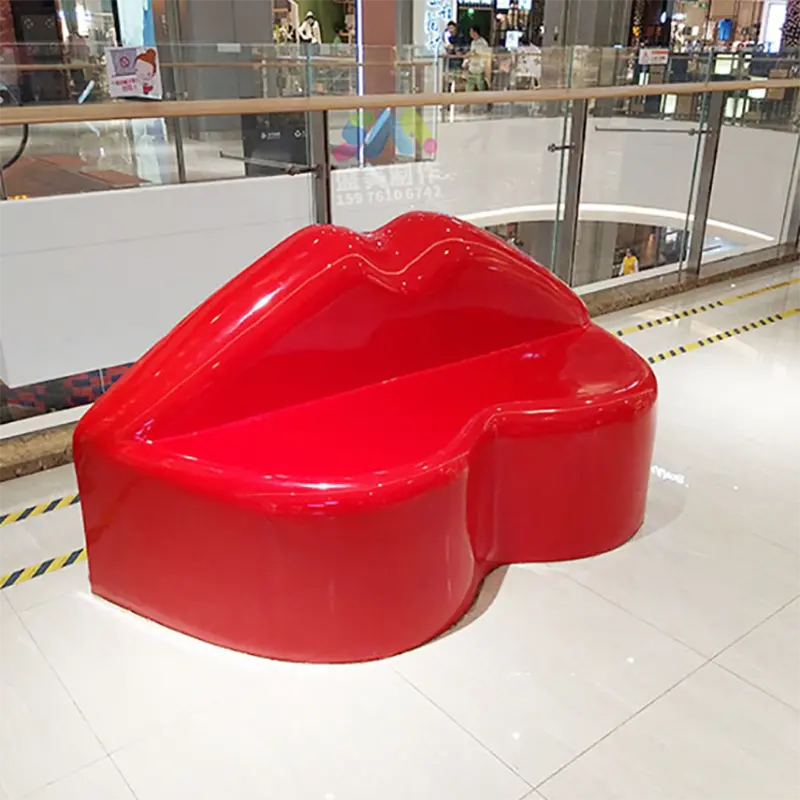 Y182 Red Sex Lips shaped bench mouth chair Modern long bench outdoor art display furniture commercial chair sofa