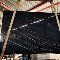 Dalles de marbre noir Nero Marquina poli de qualité supérieure, veines blanches, design moderne, garantie 5 ans, découpe sur mesure pour la décoration de sols