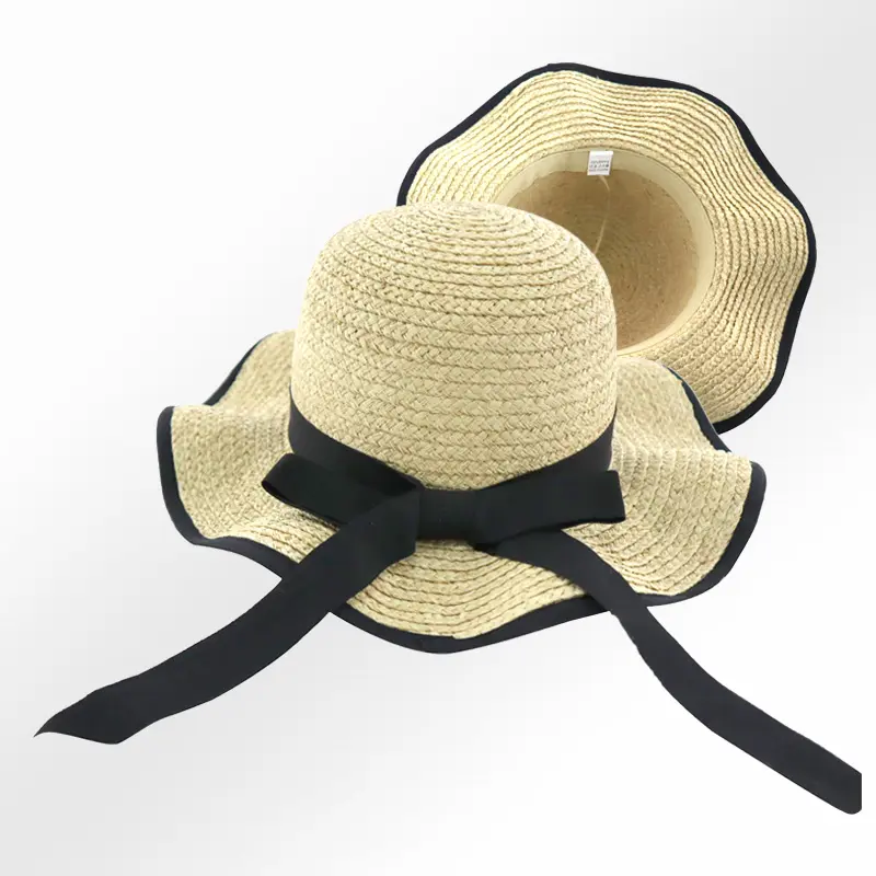 Diseño Creativo Rafia Cinta Costura Sombreros De Paja Niñas Comprar Sombrero De Paja Con Lazo