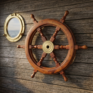 Luxury <b>Wooden</b> Ship Steering Wheel Wall Decor Nautical Helm Wall Art <b>Rustic</b> Coastal Marine Home Decoration for Living Room Office - Product Image 4