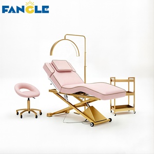 Nouveau Lit <span class=keywords><strong>de</strong></span> Soin Esthétique Électrique <span class=keywords><strong>de</strong></span> Luxe Blanc et Or à 3 Moteurs, Incurvé, Réglable pour Esthéticiennes et Soins du Visage, Camillas Para Pestanas - Product Image 5