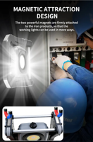 Lampe de camping portable télescopique haute puissance, rechargeable, projecteur RGB, lampe de travail magnétique pour la réparation automobile et l'atelier