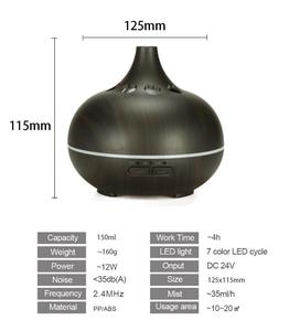 Humidificador de aire ajustable con ajuste de tiempo y cambio de luz de Color, difusor de aceite esencial de aromaterapia de grano de madera, 150ml - Product Image 5