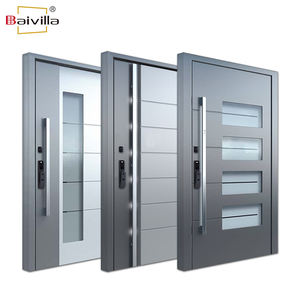 Puertas de entrada para el hogar Puertas delanteras de diseño moderno exterior de madera de acero inoxidable antirrobo para uso comercial con cerraduras inteligentes - Product Image 2