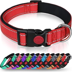 Kalung nilon anjing & kucing reflektif, stok tersedia 2025 dengan lampu, dekorasi pita perlengkapan latihan luar ruangan populer hewan peliharaan tidak mencekik - Product Image 1