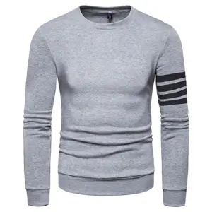 Fast Delivery New Design Striped Pattern Pullover Gray Men's sportswear