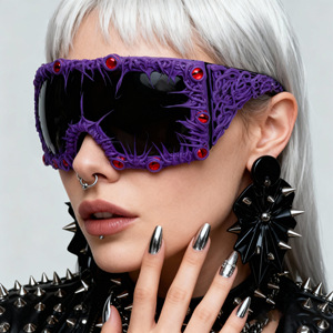 Hip Hop Retro <b>Sunglasses</b> Oversized Shield Steampunk Glue Halloween <b>Sunglasses</b> - Product Image 1