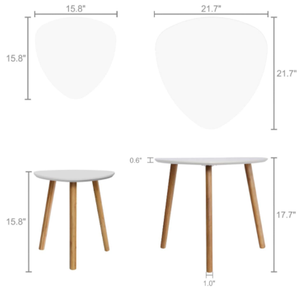 Juego de 2 piezas de madera blanca ovalada más vendida, mesas elegantes nórdicas modernas anidadas, juego de mesa de centro clásico - Product Image 4