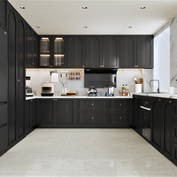 Ensembles complets d'armoires de cuisine, beige crème, unités murales supérieures et inférieures, armoire moderne en bois, meubles de cuisine pour la maison, l'appartement, la salle à manger