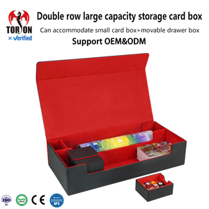    Boîte à cartes portable en cuir PU durable et écologique, grande capacité, coins carrés, personnalisable, pour le rangement de jeux de cartes Yugioh - Product Image 1