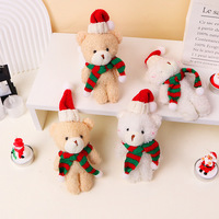 Syal perona pipi lucu Natal, boneka beruang mewah gantungan kunci ornamen liontin dicuci kain katun PP lapisan katun untuk menghilangkan stres
