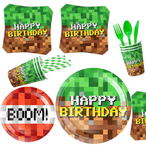 Paquete a Granel de Artículos para Fiestas Temáticas de Videojuegos de Dibujos Animados para Niños, Vasos y Platos de Papel Decorativos para Cumpleaños de Niños y Eventos Grupales - Product Image 2
