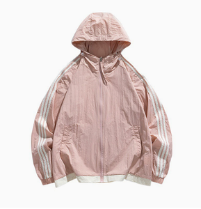 Veste zippée légère coupe-vent en polaire tricotée rose pour homme, style sportif, pour le printemps - Product Image 1