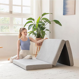 <span class=keywords><strong>Matelas</strong></span> de camping lit pliant 3 pouces <span class=keywords><strong>matelas</strong></span> en mousse à mémoire de forme à trois volets avec <span class=keywords><strong>housse</strong></span> lavable, tapis de fond antidérapant pour les voyages en voiture - Product Image 4