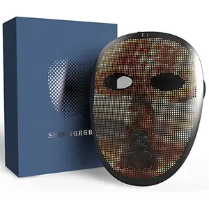 Masque vidéo LED 2022 APP, connexion Bluetooth, programmable pour Halloween, fête, festival